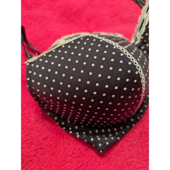 Joe Boxer 38DD Black White Polka Dot Underwire Bra Lace Trim Padded Everyday - Picture 4 of 10
